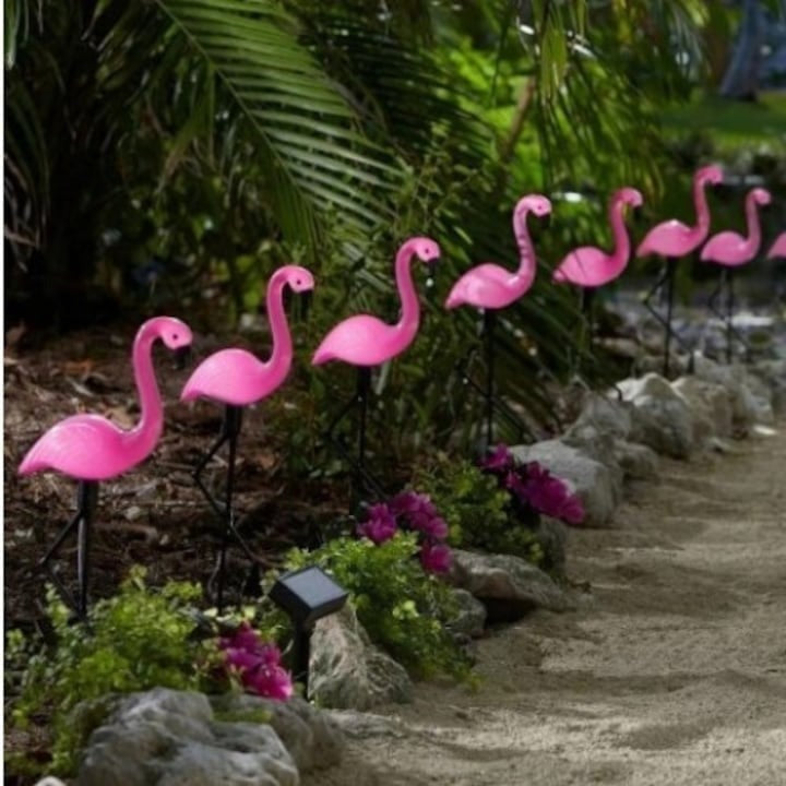 Lampa solara decorativa in forma de flamingo, becuri LED, 55 cm