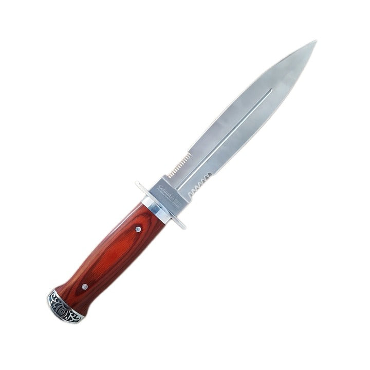 Cutit de vanatoare tip Baioneta cu 2 taisuri, Otel Inoxidabil/Lemn , 280 g ,33cm,