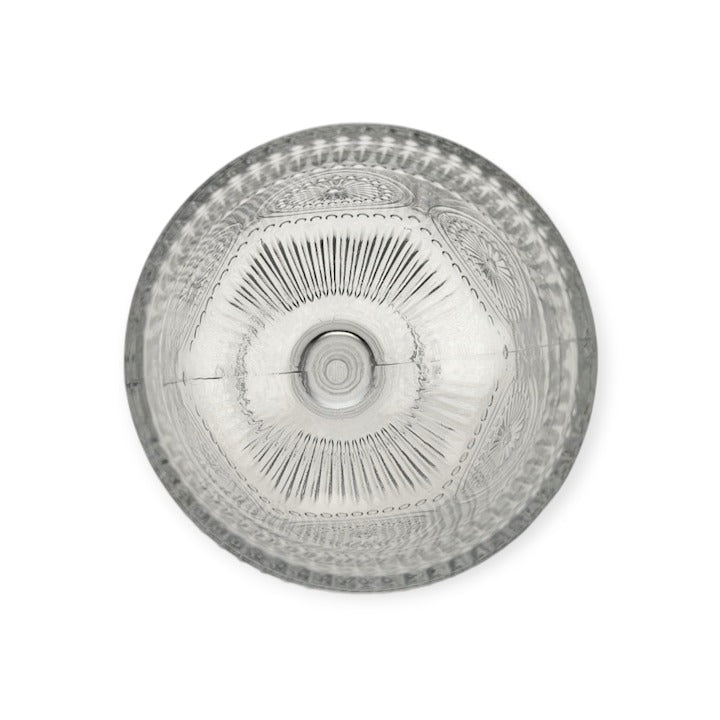 Set 6 pahare din sticla transparenta, cu model, cu picior, 300 ml