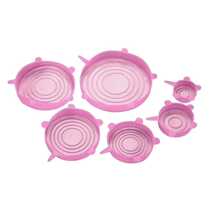 Set 6 Capace Silicon, Flexibile, Inlocuitor folie, Dimensiuni diferite, Reutilizabile, color transparent