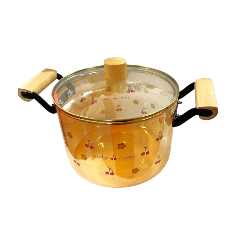 Oala din Sticla Transparenta cu capac,Pictata fumurie , 4.5 L