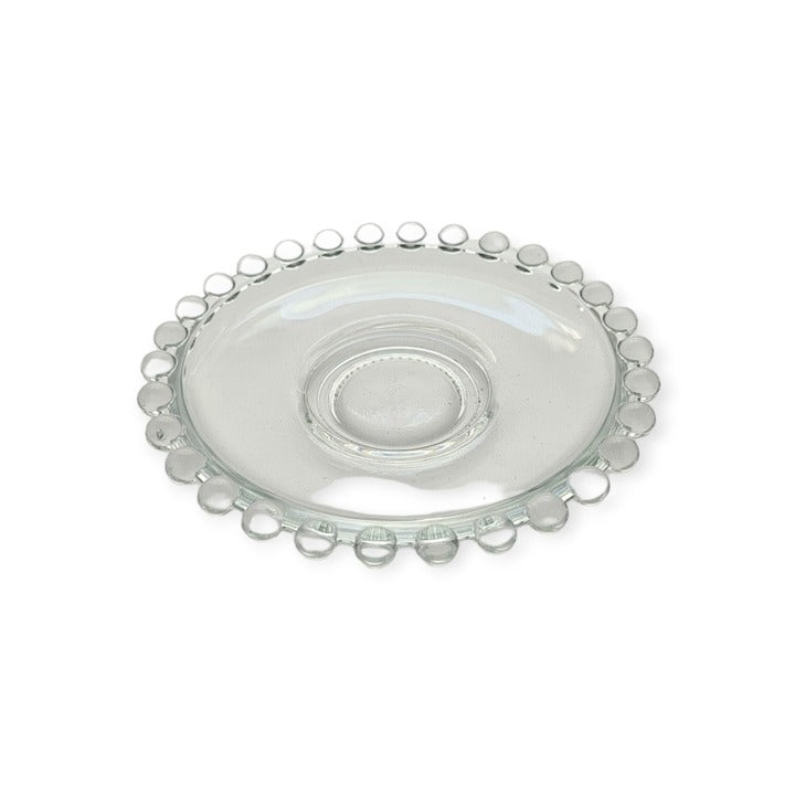 Set 6 cesti cu farfurii Pearly, din sticla transparenta, 150 ml