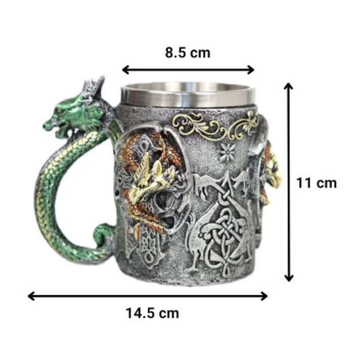 Halba Medievala din Rasina si Inox , cu Pereti Dubli , 500 ml