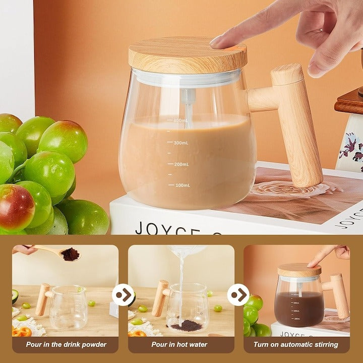 Cana Electrica gradata cu Amestecare Automata ,Sticla Borosilicata, 400ml, USB