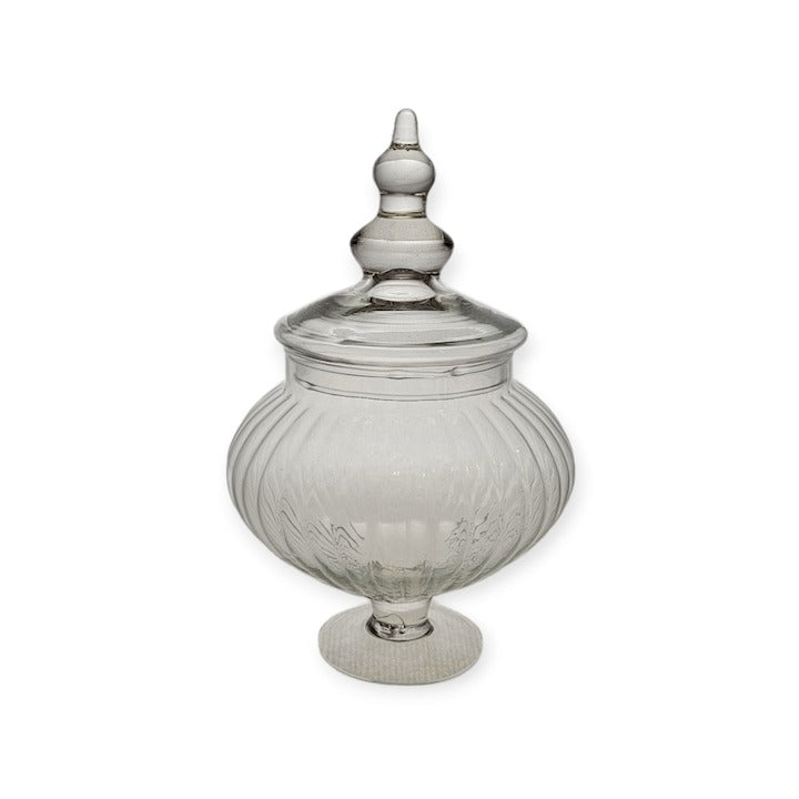 Bomboniera Maria din Sticla Transparenta, cu model, 31 cm