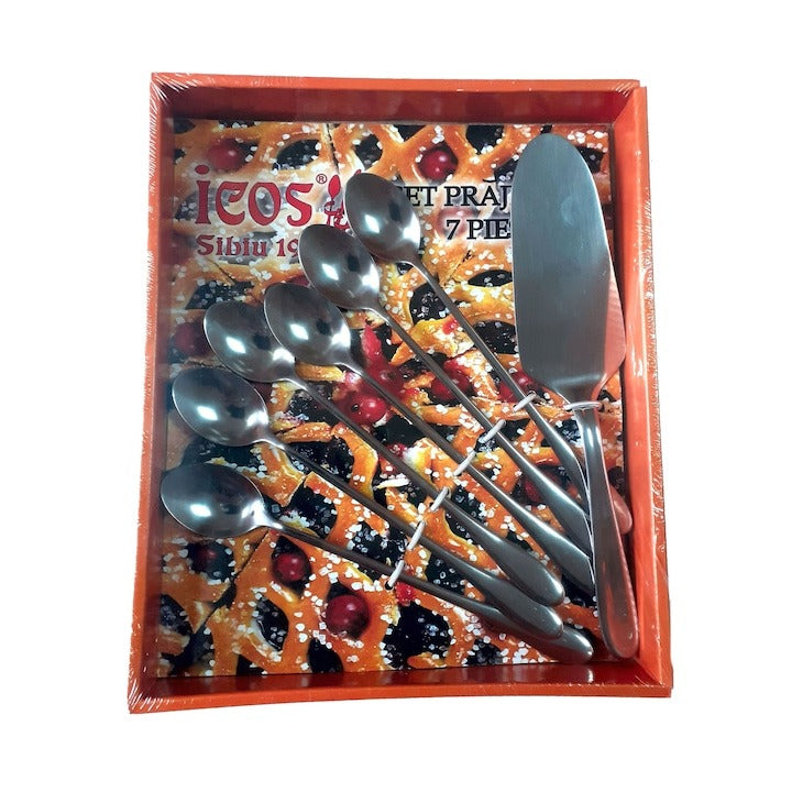 Set 7 bucati, Lingurite pentru Desert si Paleta Tort, inox