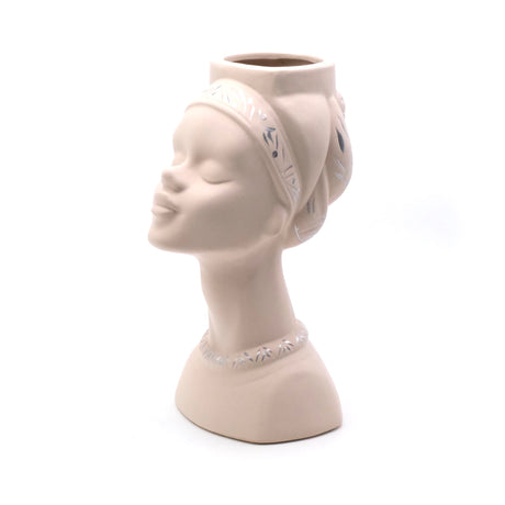 Vaza din Ceramica, forma de Cap de Femeie, 30.5 cm