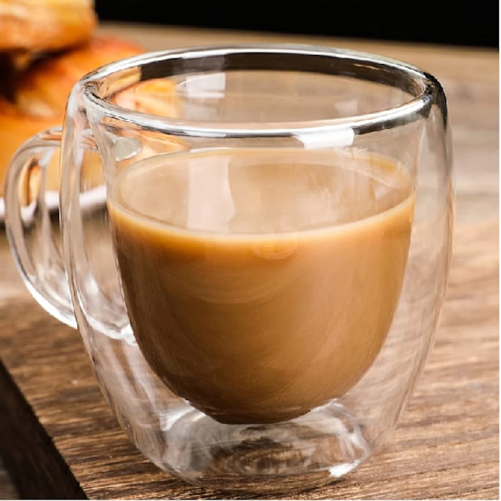 Cana de Cafea cu Pereti Dubli, Sticla Termorezistenta, 250ml ST1