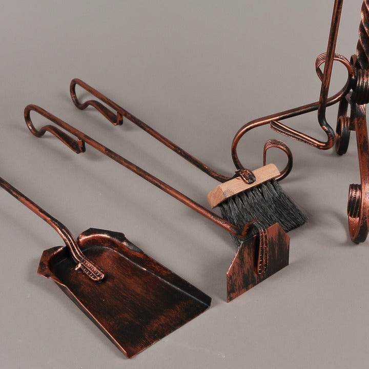 Set accesorii Semineu sau Soba, Suport cu 4 piese, Fier, 71 cm