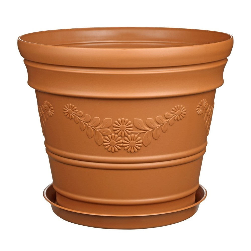 Ghiveci cu Decor, Plastic, Maro, 320mm, 12l