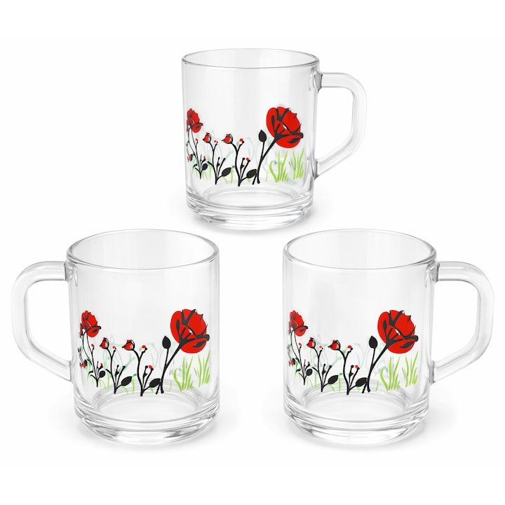 Set 6 cani sticla , diverse modele , 246 ml