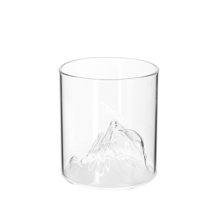 Pahar din sticla Borosilicata pentru Whisky 3D, Mountain, 300 ml