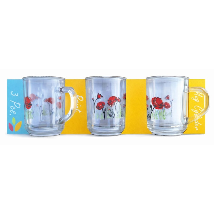 Set 6 cani sticla , diverse modele , 246 ml