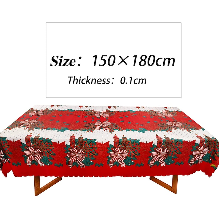 Fata de masa Craciun, 150x220cm, poliester rezistent, multicolor