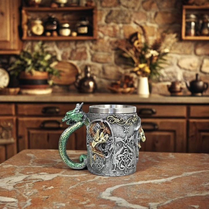 Halba Medievala din Rasina si Inox , cu Pereti Dubli , 500 ml