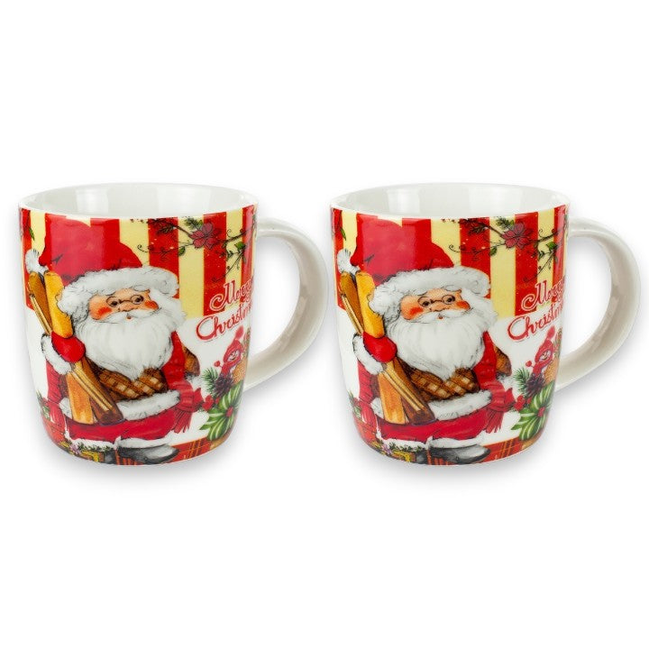 Set 2 Cani din Ceramica Merry Christmas 200 ml, cutie suport