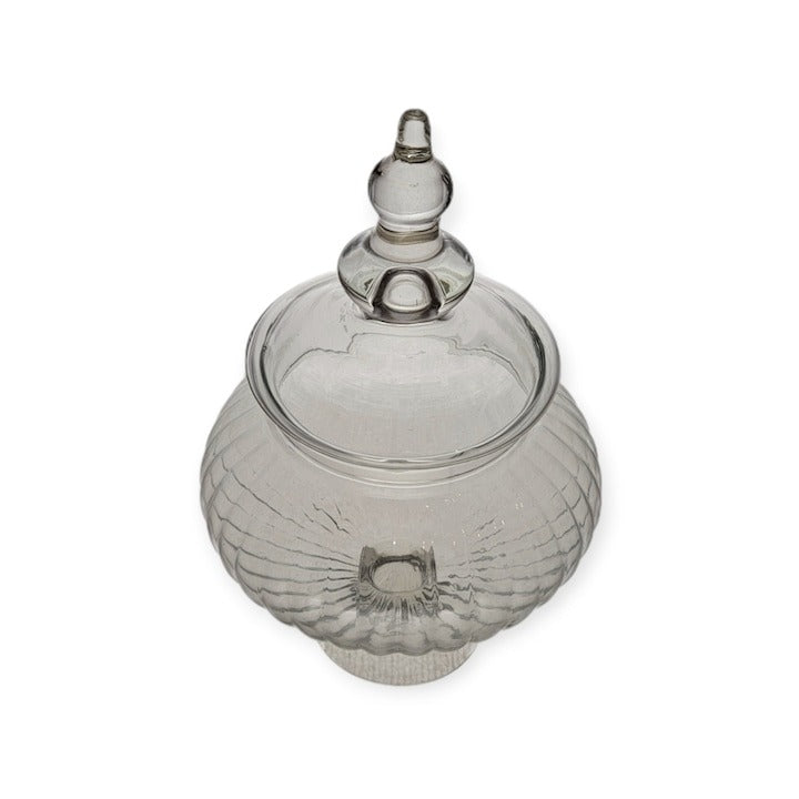 Bomboniera Maria din Sticla Transparenta, cu model, 31 cm