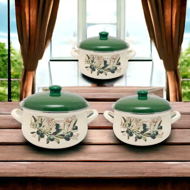 Set 6 Piese Cratite Emailate cu capace Savasan 3.8-6L