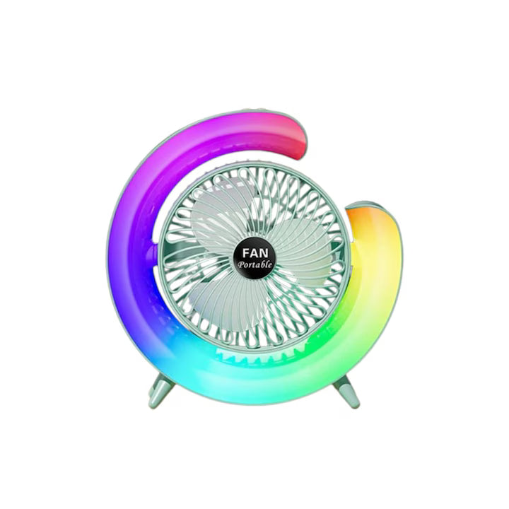 Ventilator de Birou Portabil cu USB, Lumini LED, 3 Trepte de Viteza