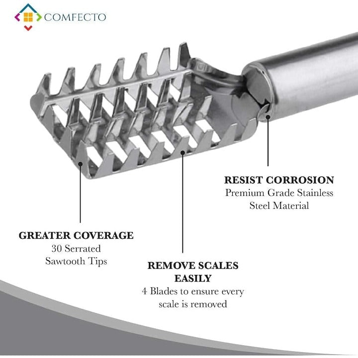 Curatator pentru Solzi de Peste, otel inoxidabil, design ergonomic, 18.5 cm