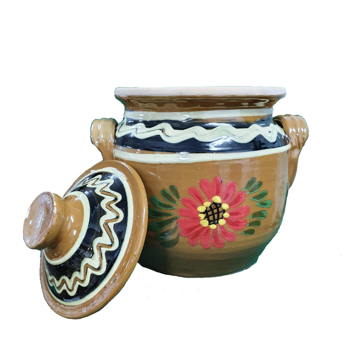 Oala sarmale, inalta, model floral, 24x24x18 cm