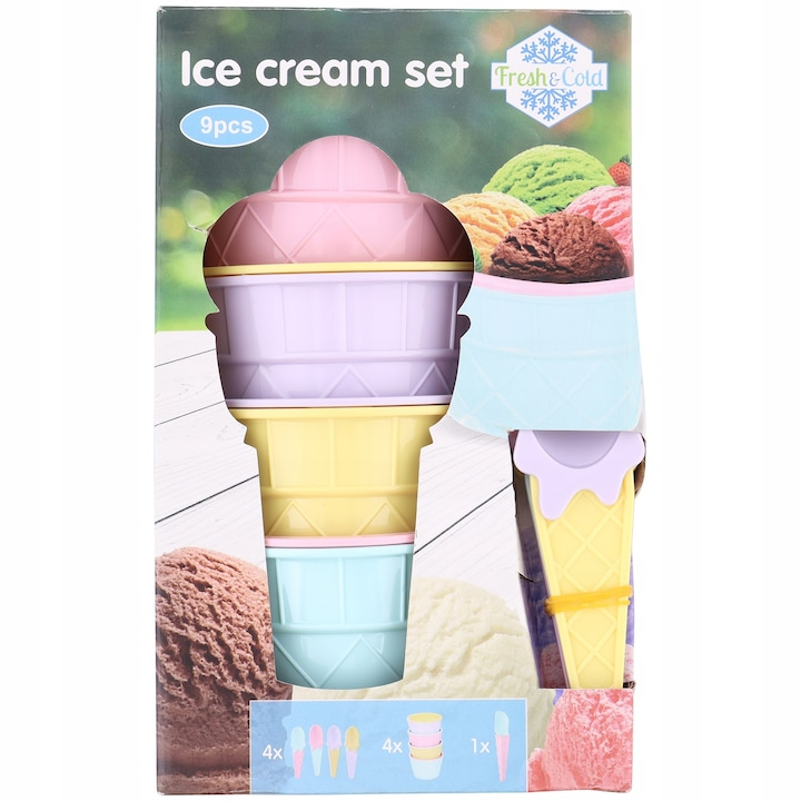 Set 9 accesorii pentru inghetata, multicolor