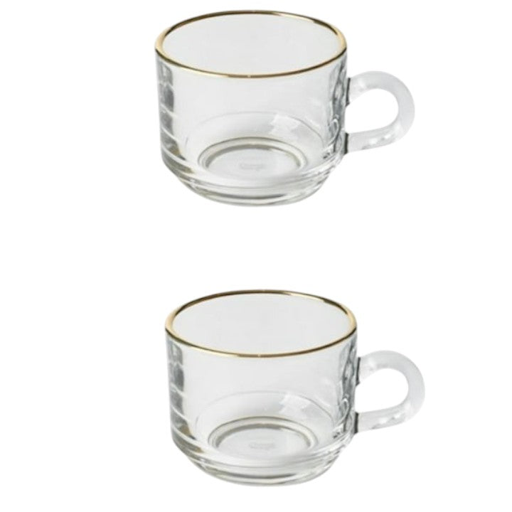 Set 2 cani 260 ml, sticla , Margine Aurie