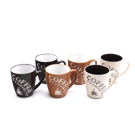 Set 6 Cani de Cafea, Ceramica, 300 ml, diametru 7 cm