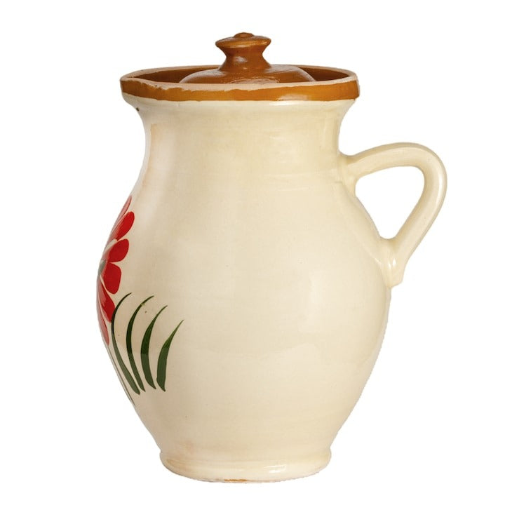 Ulcior Lapte din lut cu Capac, pictat Manual