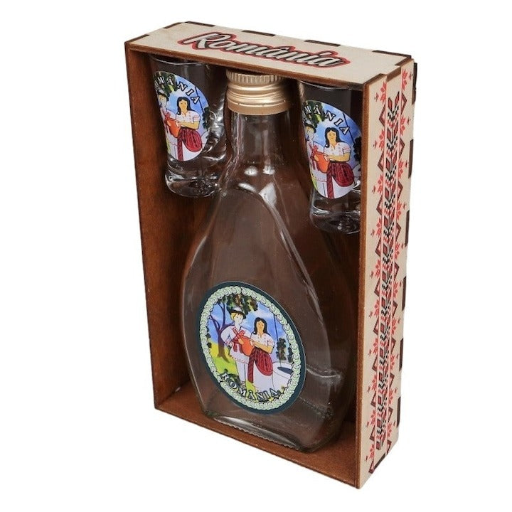 Set tuică Tarani Romania 250 ml, cu pahare 25 ml