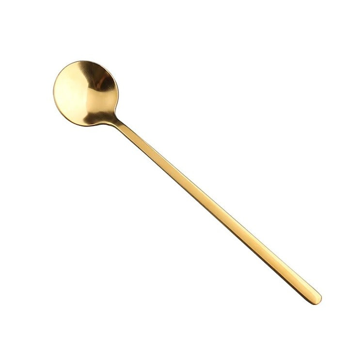 Set 6 Cani cu Pereti Dubli, Sticla Termorezistenta, 350 ml ST2 + 6 Lingurite Aurii