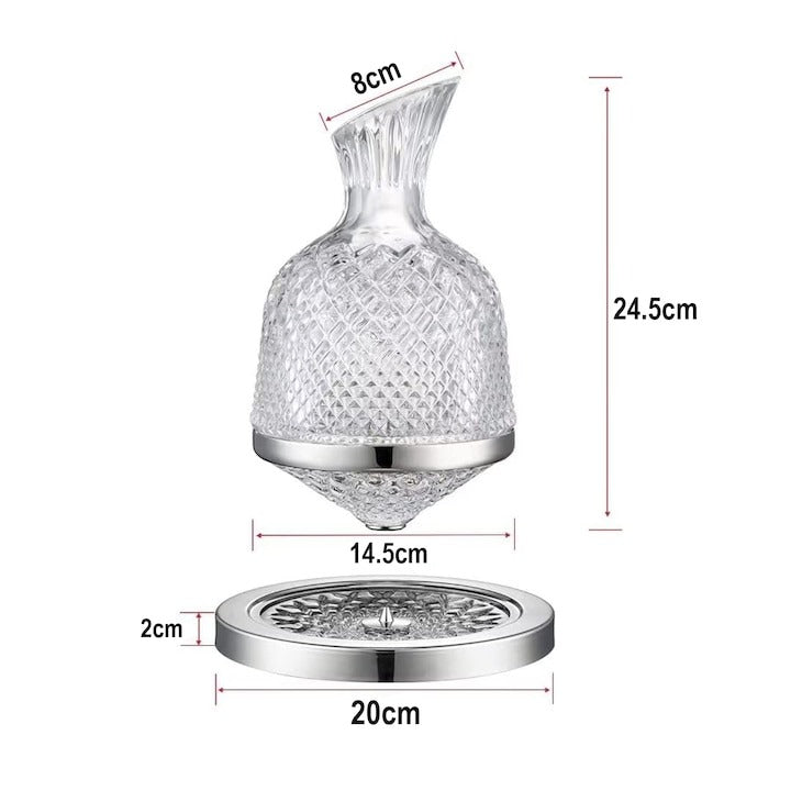 Decantor Elegant de Vin din Cristal, Rotativ, Realizat manual - 1500 ml