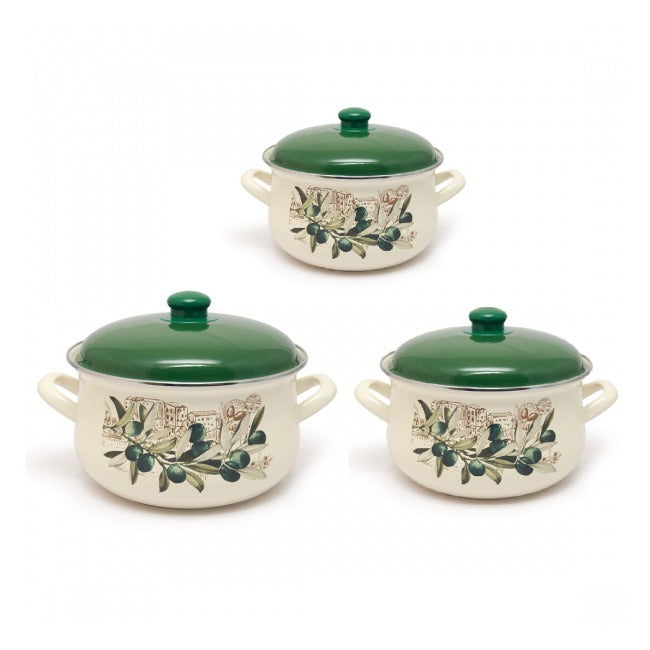 Set 3 Cratite Emailate cu capace Savasan 3.8-6L