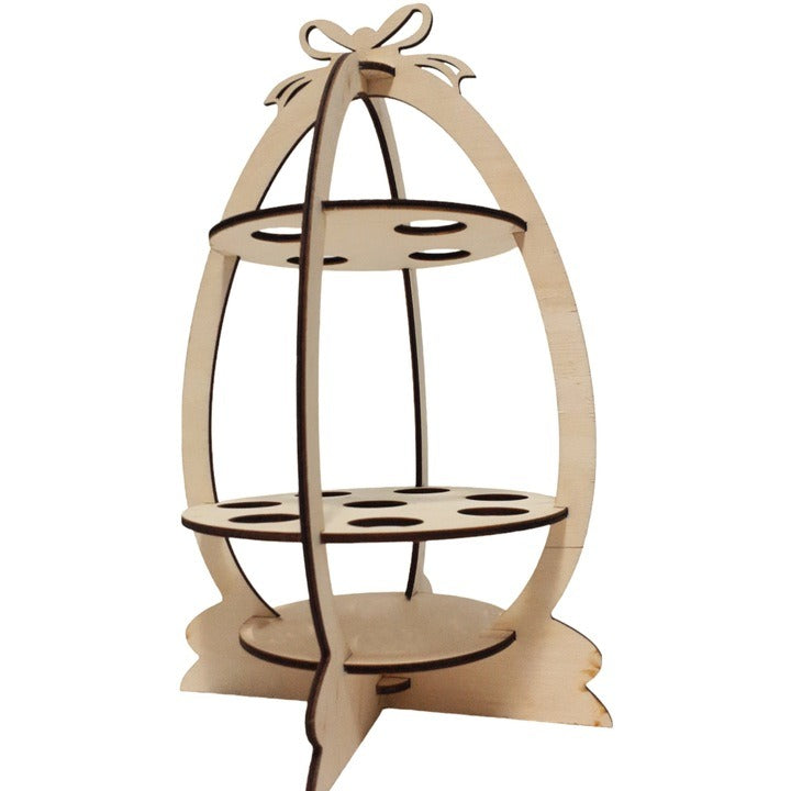 Suport etajat din lemn pentru 12 oua de Paste, natur