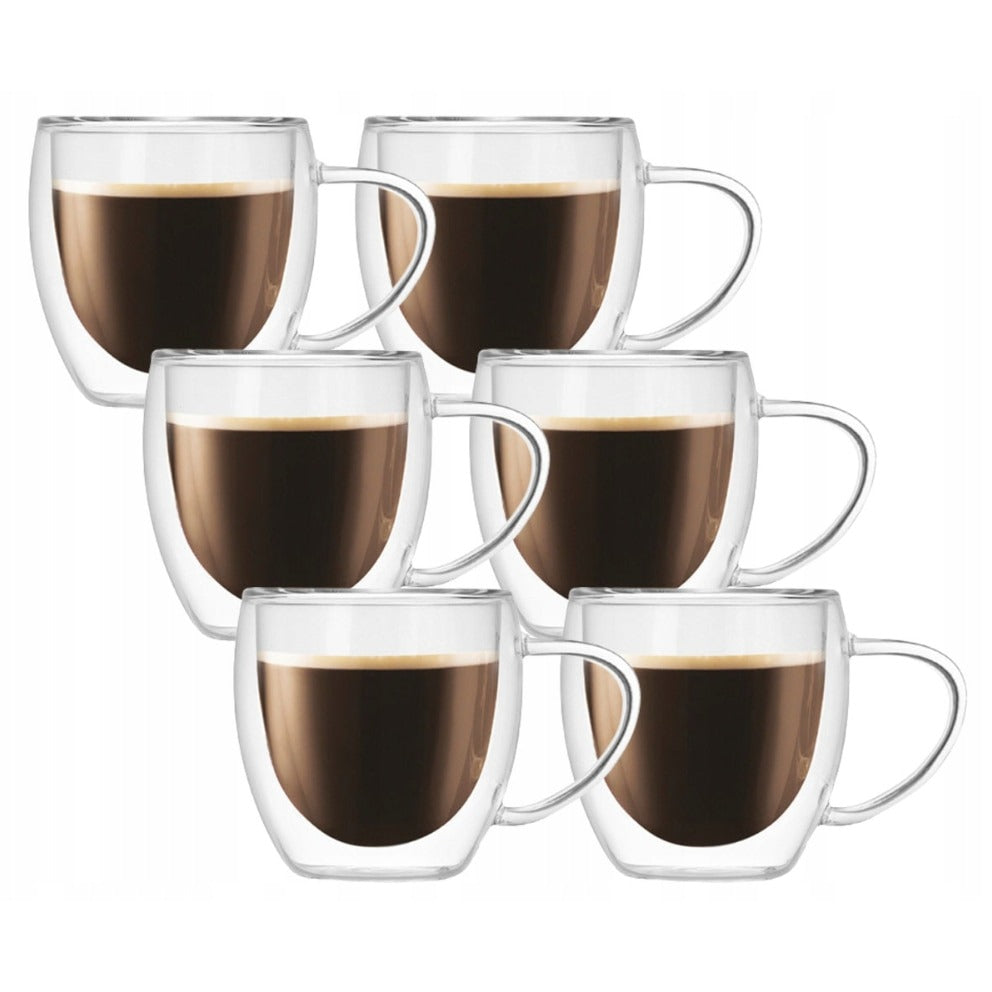 Set 6 cani Pereti Dubli, Sticla Termorezistenta, 250ml ST1