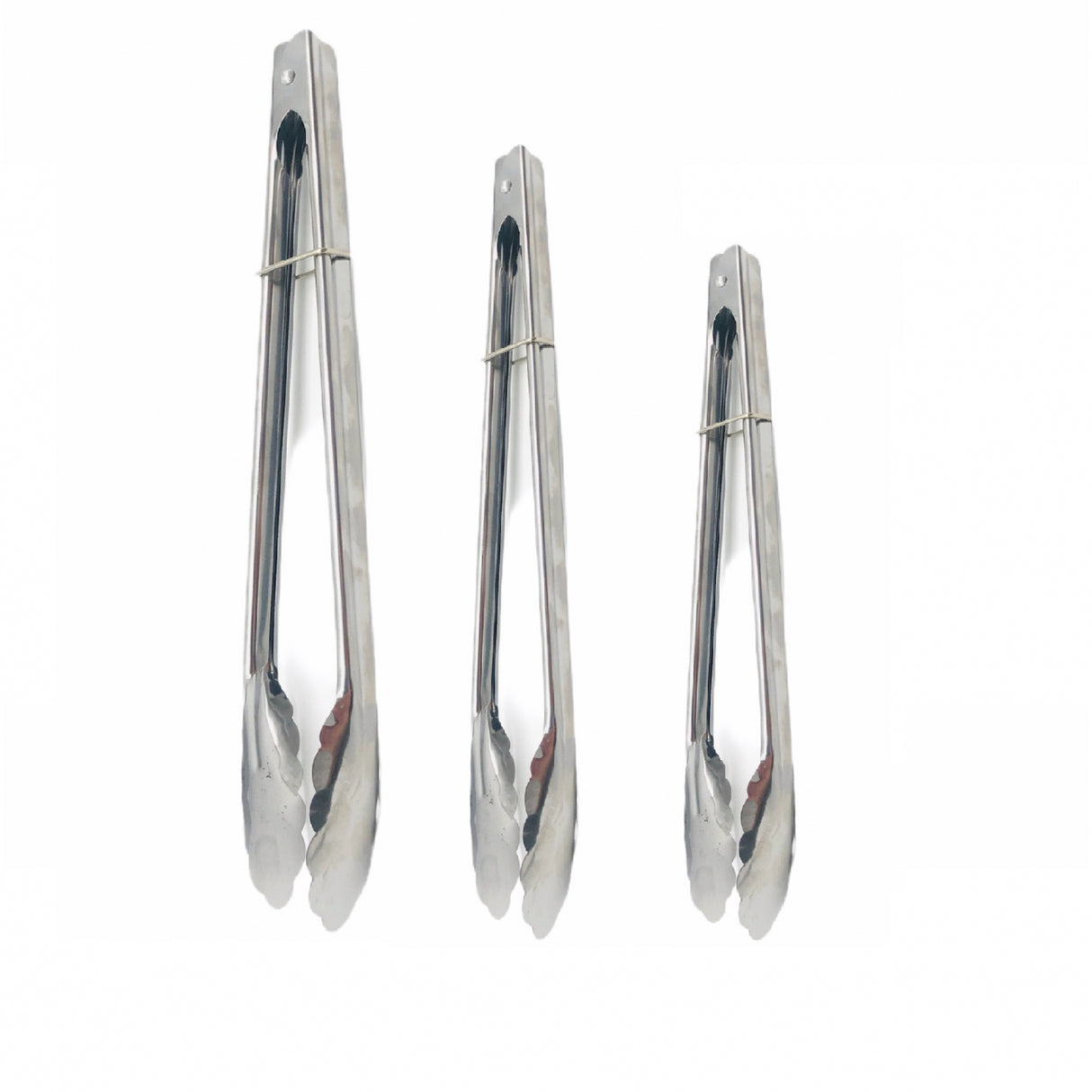 Set 3 clesti pentru bucatarie din inox, 29, 34, 38 cm, servire alimente, sistem de blocare