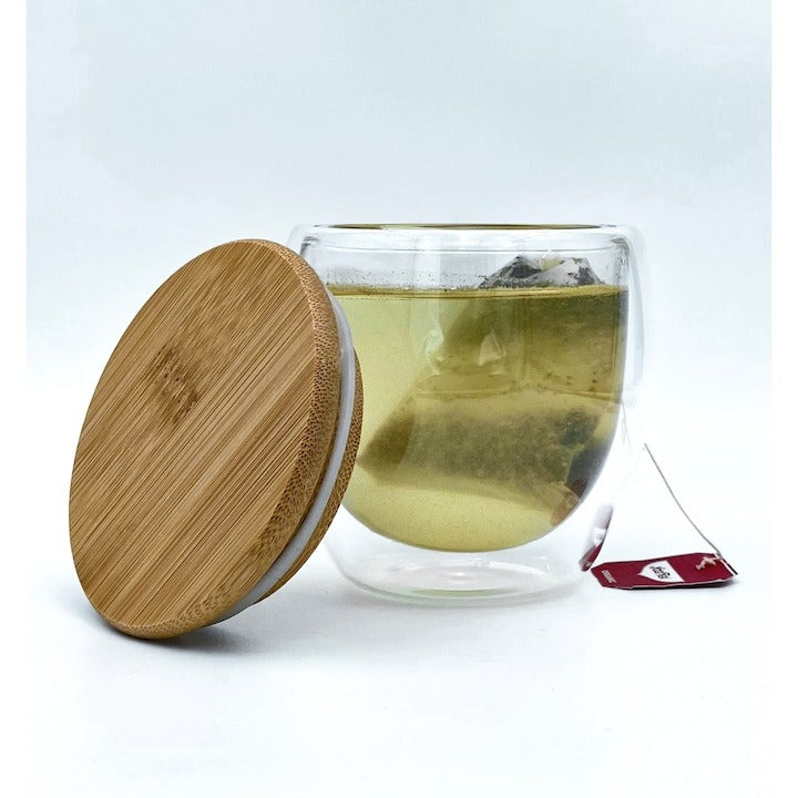 Pahar cu Capac, Pereti Dubli, Sticla Termorezistenta, 250 ml