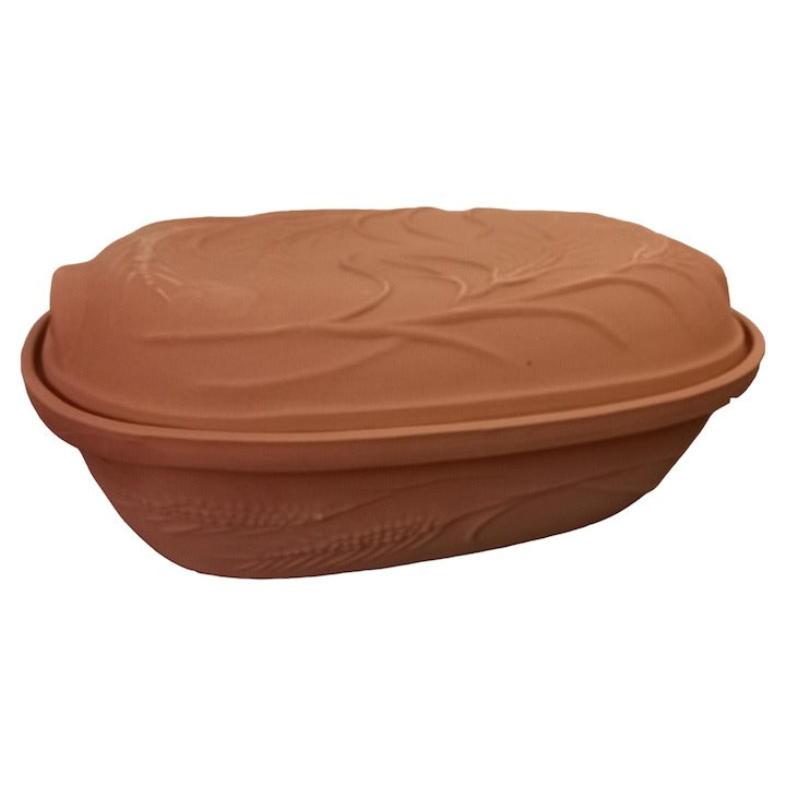 Vas din Lut pentru Sarmale , cu Capac, Model Spic de grau, 4L