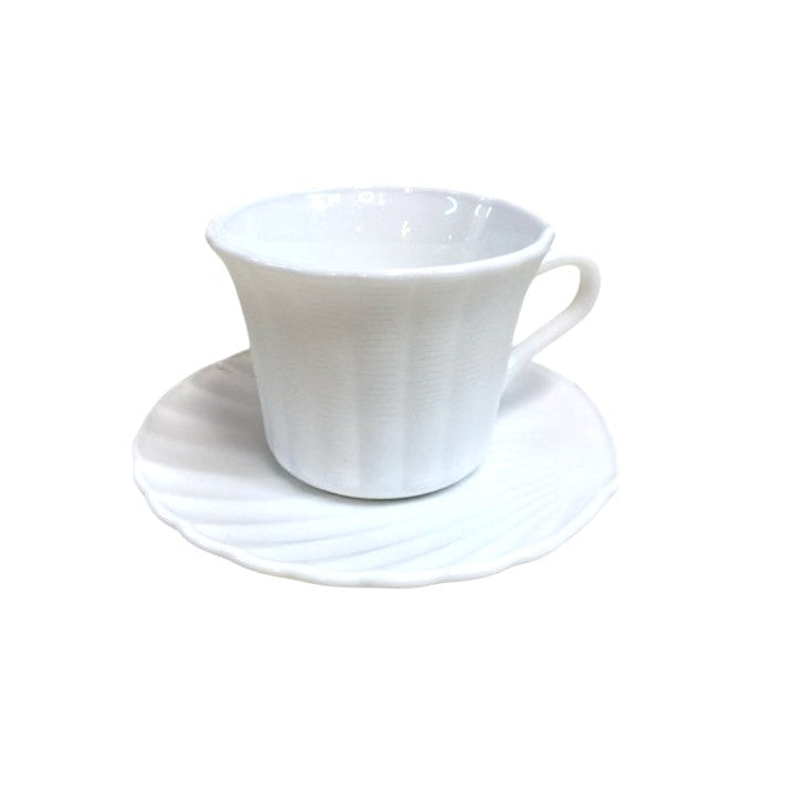 Set 6 cesti de cafea cu farfurioare din opal , Alb