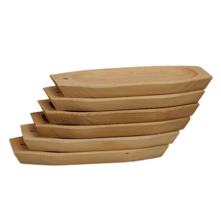 Set 6 farfurii cu suport, dreptunghiular, lemn fag, 24 x 14 cm