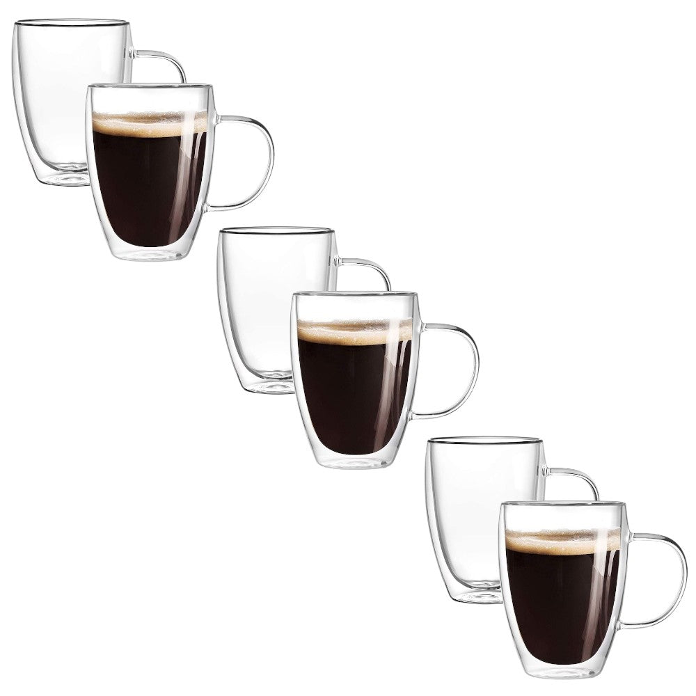 Set 6 Cani cu Pereti Dubli, Sticla Termorezistenta, 350 ml ST2