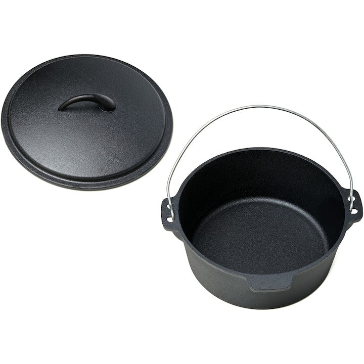 Tuci din Fonta Pura cu Capac, 3.5 Litri, 4.5 Kg, Diametru 25 cm, Culoare Neagra