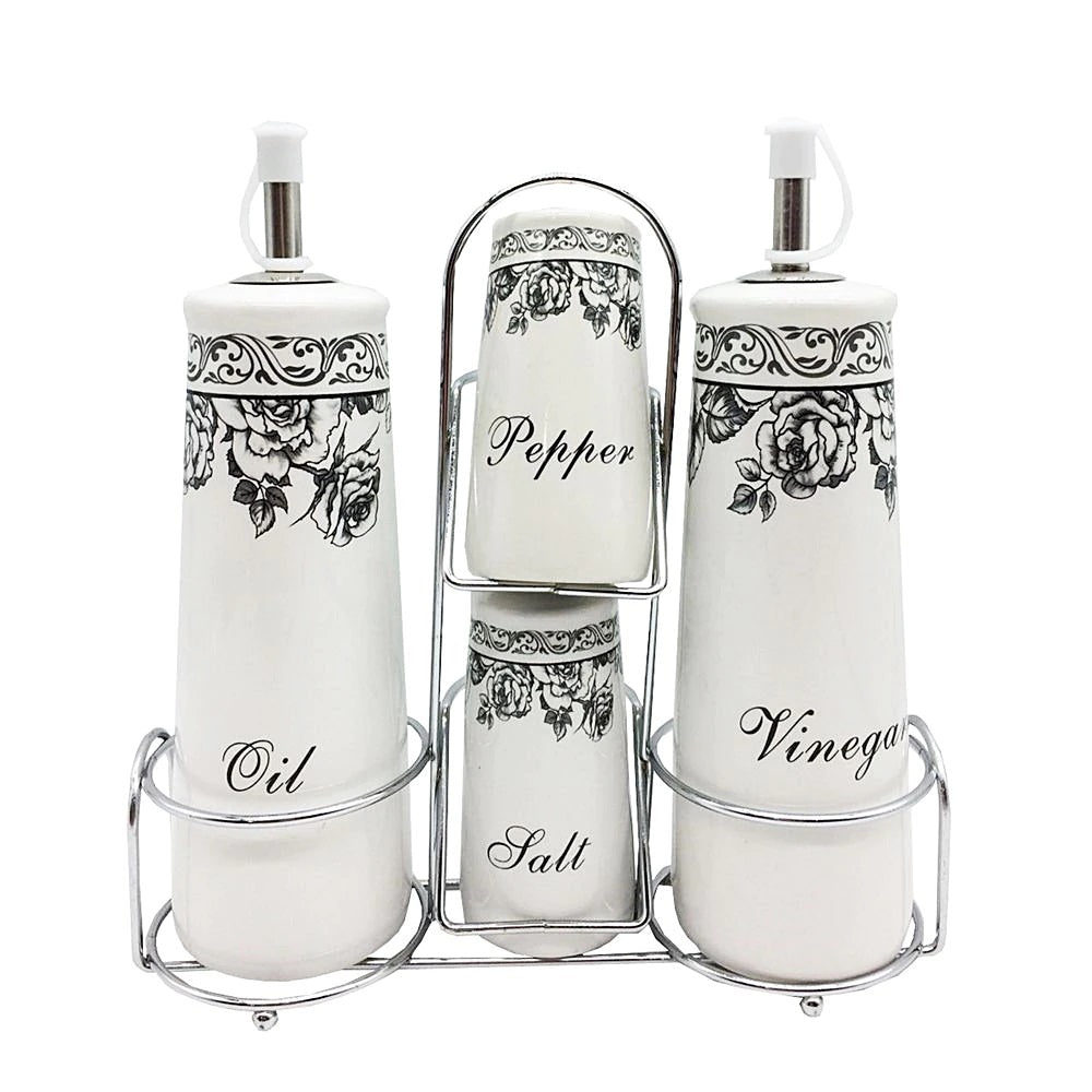 Set 4 piese Oliviera Ceramica cu suport Metalic