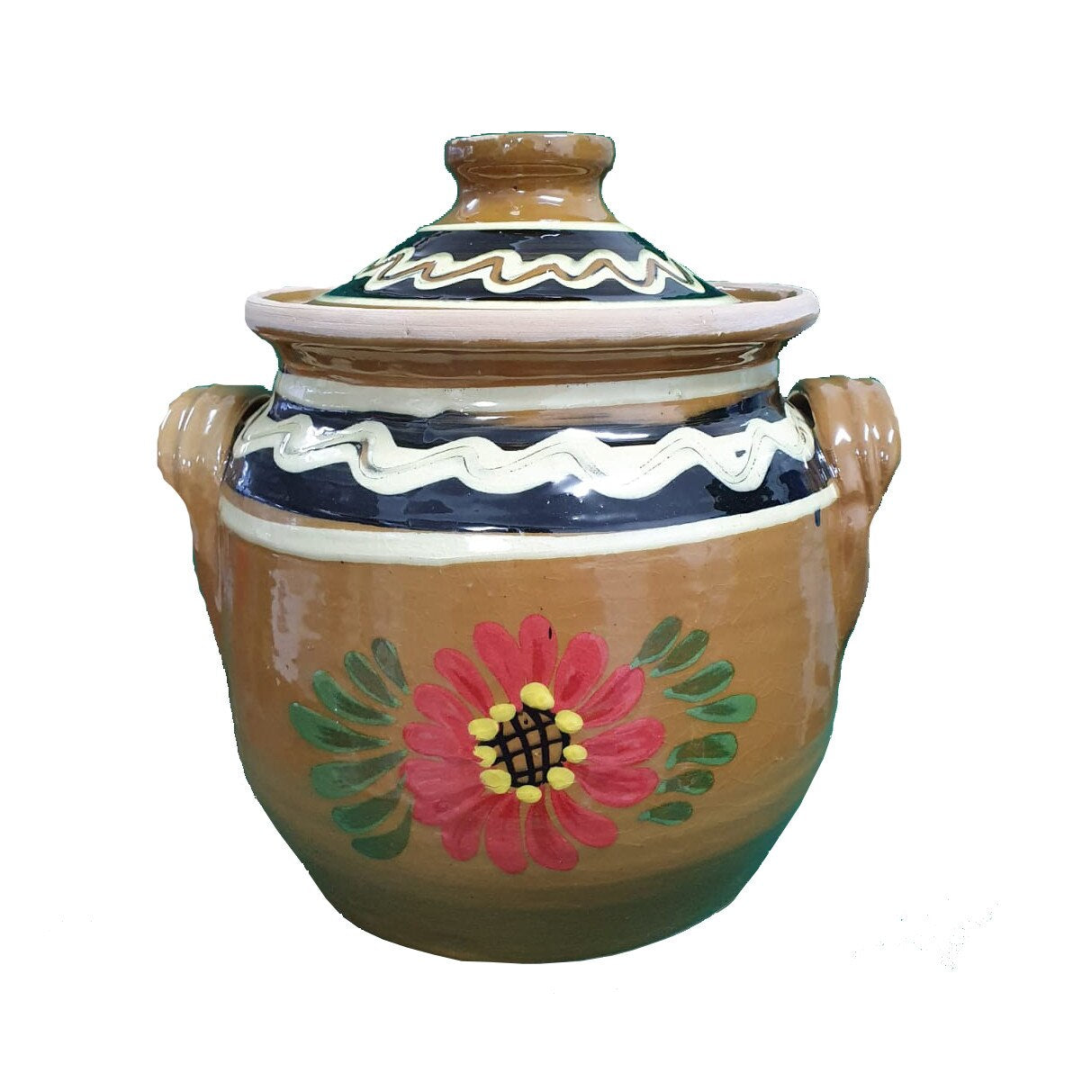 Oala sarmale, inalta, model floral, 24x24x18 cm