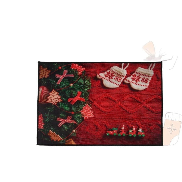 Covoras intrare textil, model Craciun, 58 x 38 cm