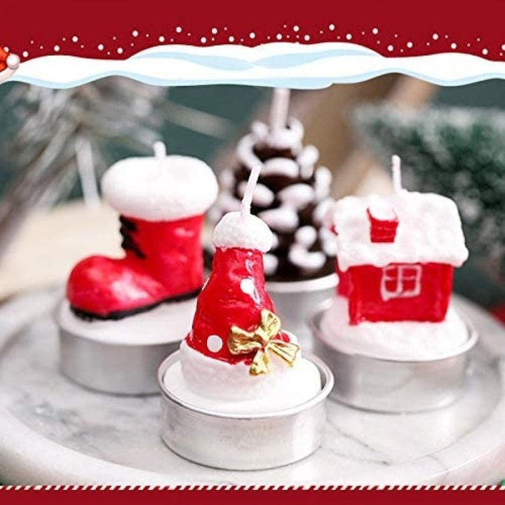 Set 4 lumanari de Craciun Braduti,6 cm, Multicolor