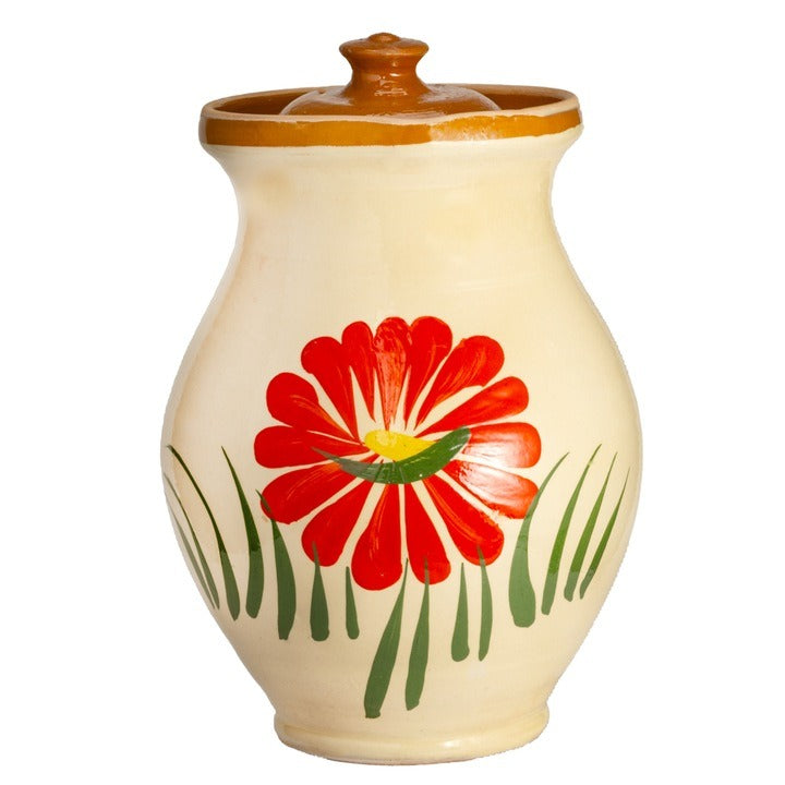 Ulcior Lapte din lut cu Capac, pictat Manual