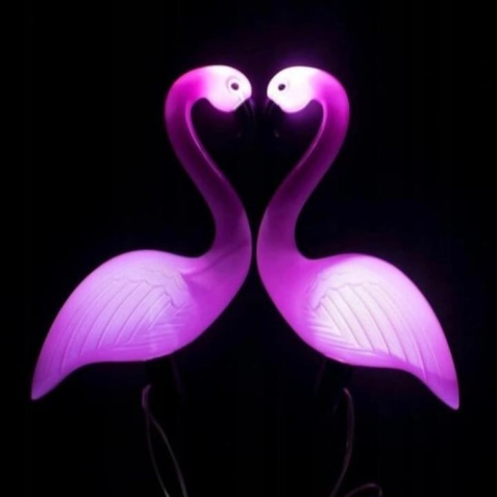 Lampa solara decorativa in forma de flamingo, becuri LED, 55 cm