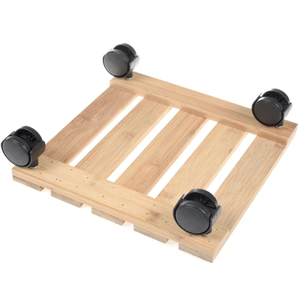 Suport cu roti pentru ghivece, Lemn, 35.5x35.5 cm