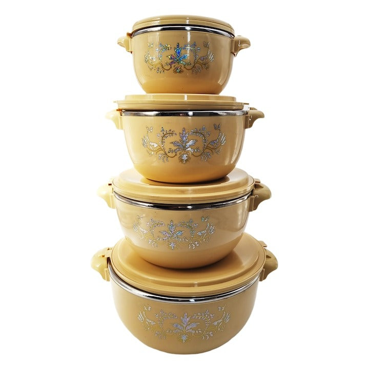 Set 4 caserole Termice, Plastic si Inox, 1L,2L,4L,6L